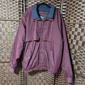 Vintage Salmon River Traders Men’s XLT Tall Jacket Burgundy Maroon Nylon